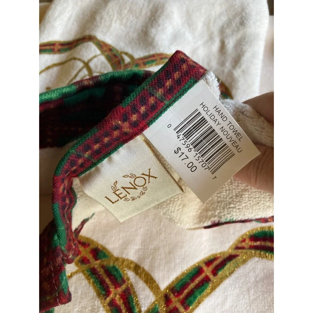 Lenox Holiday Nouveau 4 Piece Towel Set Cotton Holly Plaid Gold 750906 New‎